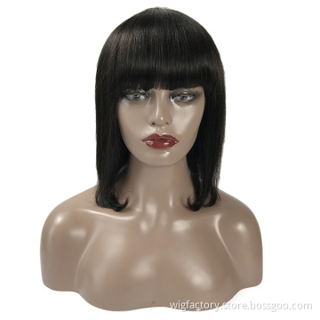 Short Bob Human Hair Bang Wig,Brazilian Hair Wigs Wholesale Prices,4x4 Remy Lace Wig bob